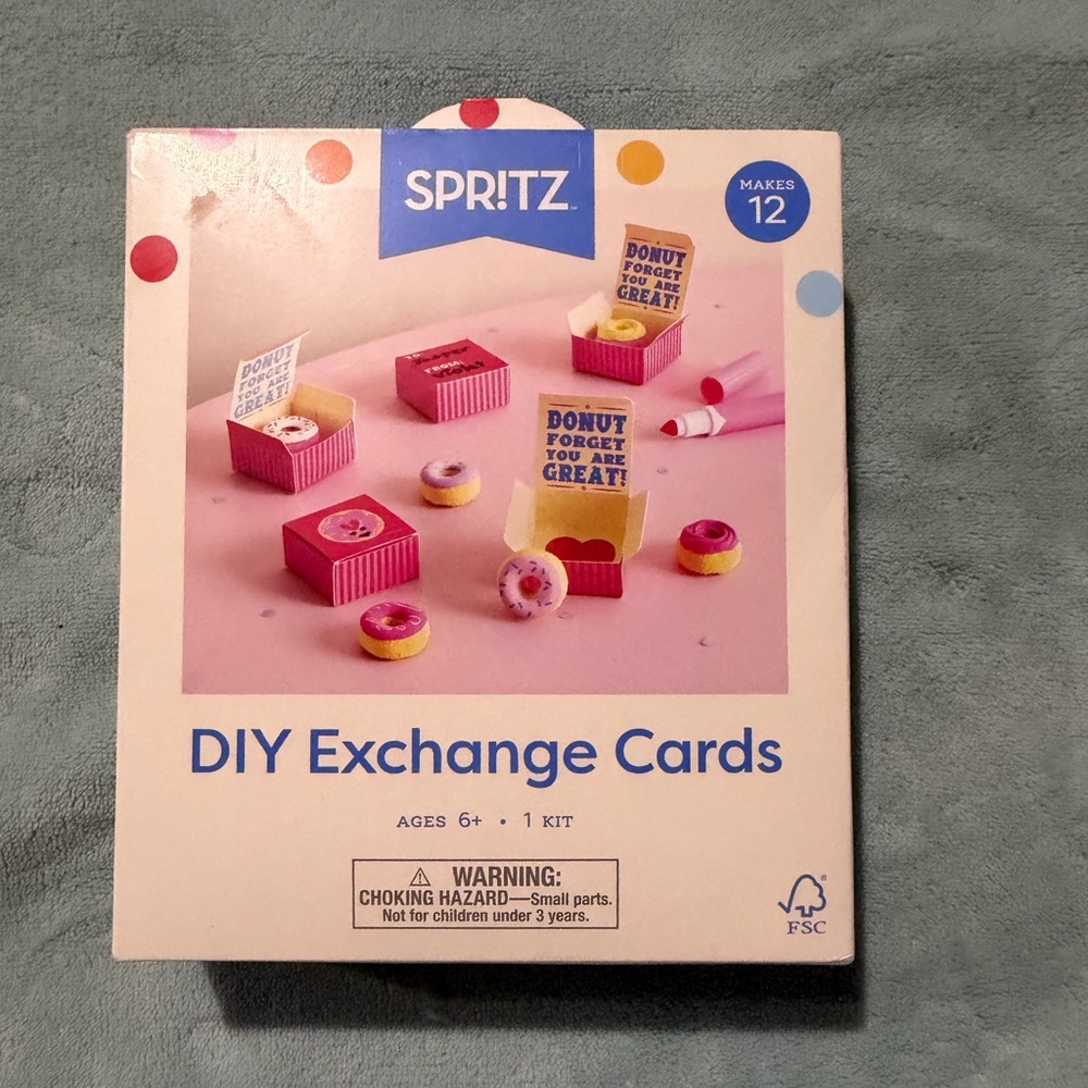 Spritz Donut-Themed DIY Exchange Cards Kit - Pink & Yellow